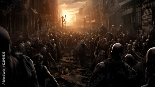 Zombie horde. Zombie apocalypse scene