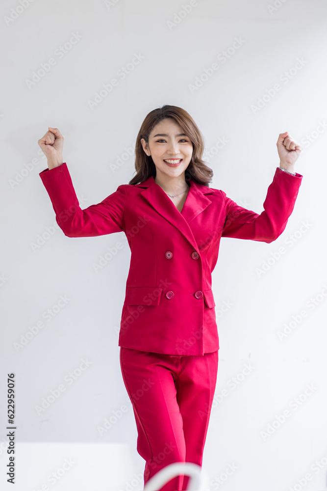 People emotions, lifestyle leisure and beauty concept. Upbeat happy and cheerful asian girl dancing and having fun, partying, moving rhythm music and smiling over white background People emotions, lifestyle leisure and beauty concept. Upbeat happy and cheerful asian girl dancing and having fun, partying, moving rhythm music and smiling over white background