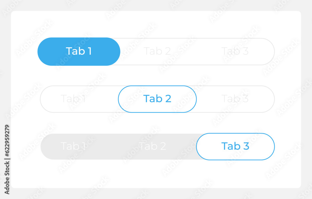 Tab bar menu UI elements kit. Website header isolated vector components. Flat navigation menus and interface buttons template. Light theme web design widget collection for mobile application