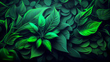 Abstract green leaves background Ai generated image
