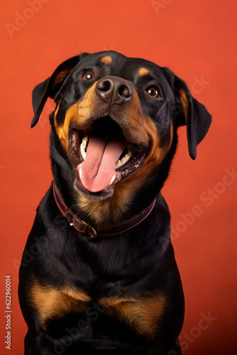 Very cute Rottweiler in nature, national geography, Wide life animals. AI Generated.