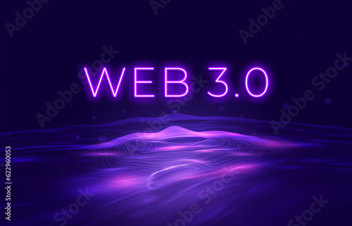 Web3 Foundation Decentralized web software protocols on a futuristic background. 3d illustration of Web 3.0 coming with blockchain technology