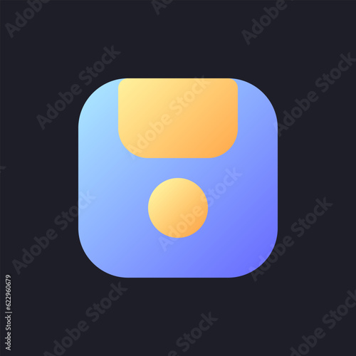 Save flat gradient fill ui icon for dark theme. Progress store. Keep work changes. Record information. Pixel perfect color pictogram. GUI, UX design on black space. Vector isolated RGB illustration