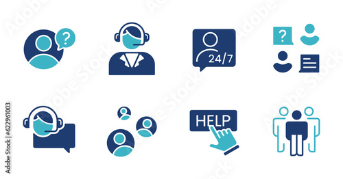 set of human community support icon people network business management assistant symbol illustration full collection vector design