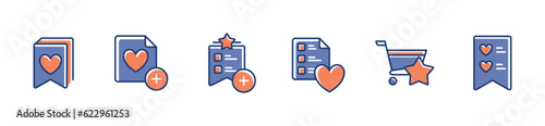 favorite bookmark icon set vector for wishlist label loved product online shopping collection symbol illustration for web and app design