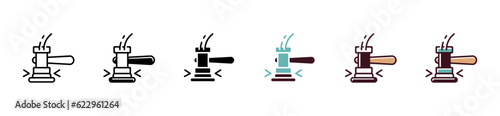 gavel hammer hitting icon vector for deal judge authority online legal auction symbol illustration