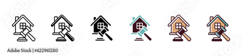 courthouse with gavel hammer icon for online legal auction business symbol illustration vector design