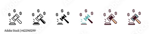 online business bid auction with gavel hammer icon vector legal bidding auction business for web and app illustration symbol
