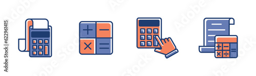 collection of calculator icon set vector accounting financial calculating machine symbol illustration