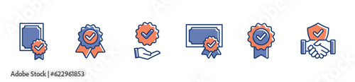 Verified checkmark icon vector set for a guarantee agreement certified award for successful business symbol illustration recommended badge warranty for web and app