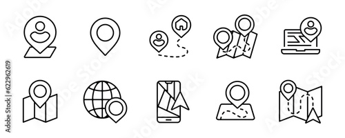 location line icon collection global map navigation pinpoint direction symbol illustration vector design