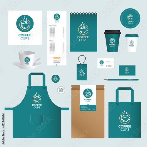 Coffee cups logo vector design set for business branding
