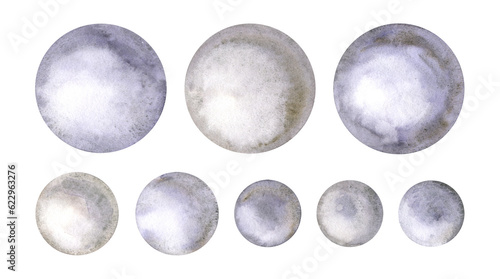 Hand drawn sea pearls. Watercolor illustration. Isolated.