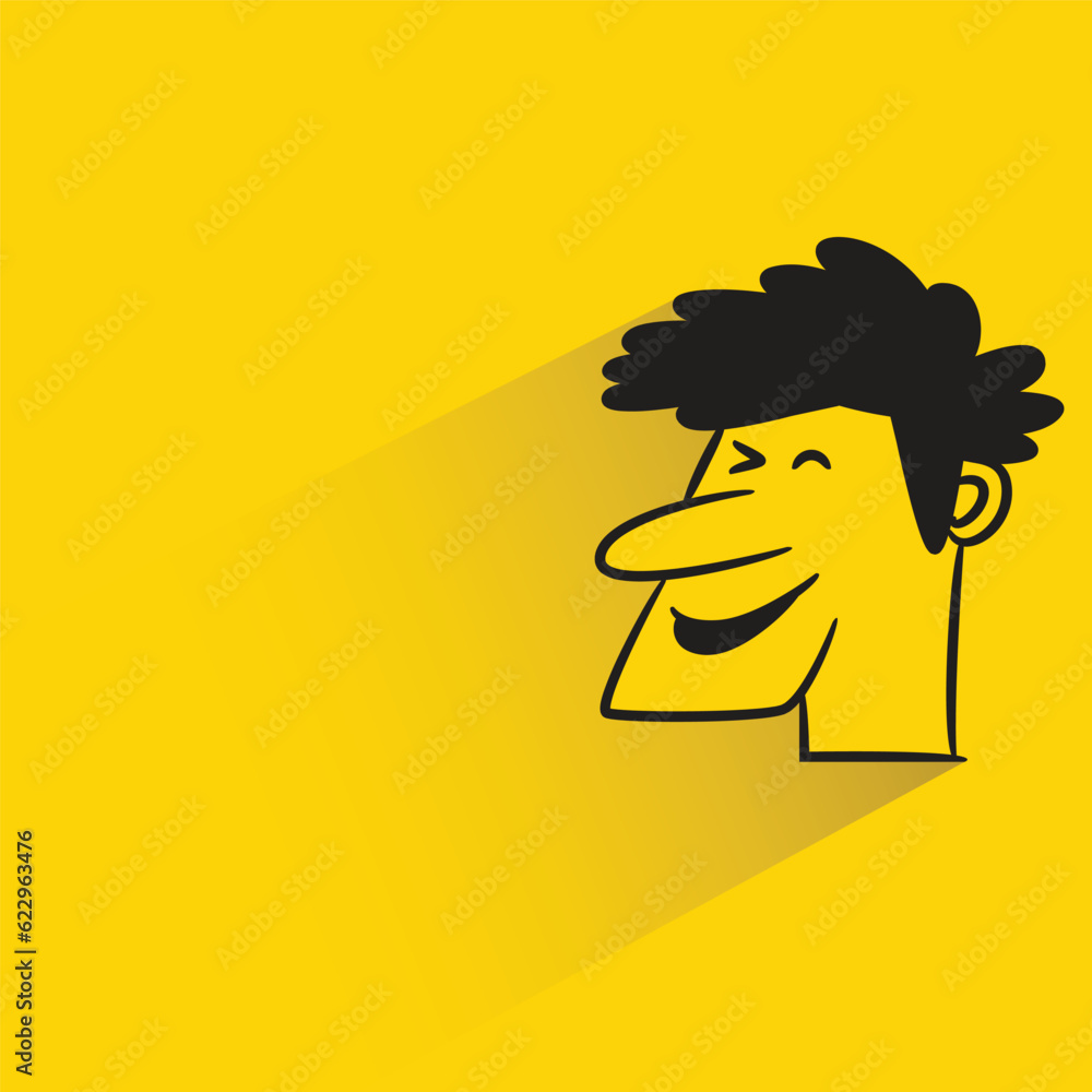 male face with shadow on yellow background male face with shadow on yellow background