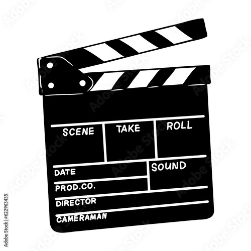 Linear clapper icon for the movie. A firecracker for filmmaking. Board for a film set vector illustration isolated on white background