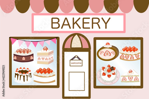 Cafe pastel showing many type of cake for background backdrop cafe canteen concept 