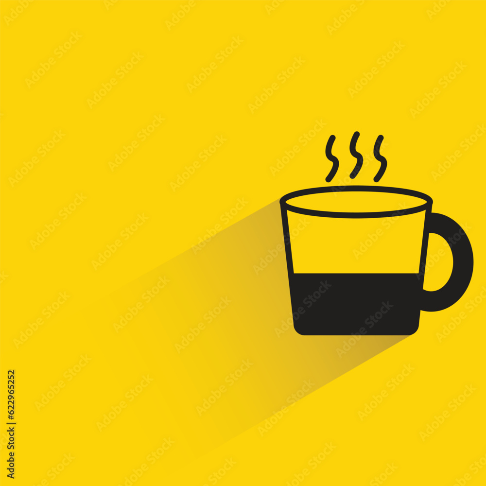 hot coffee cup on yellow background hot coffee cup on yellow background