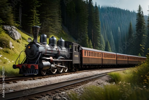 Fotografie, Obraz Old engine train. Generative AI