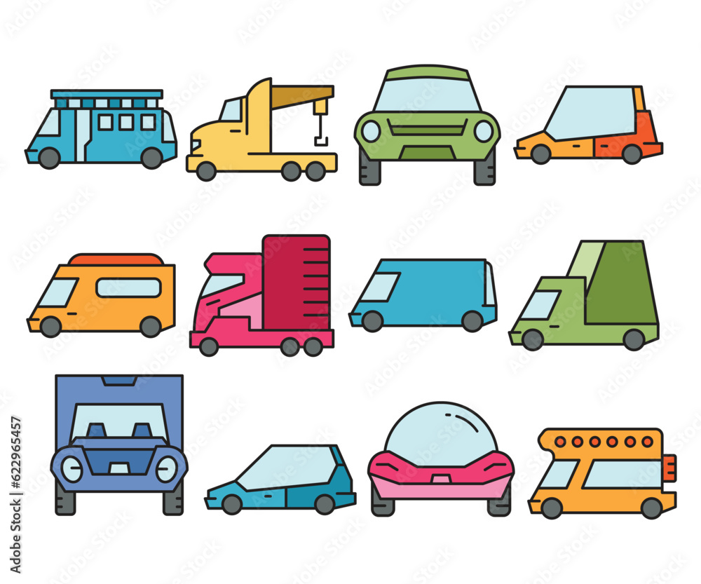 car and vehicle icons set vector car and vehicle icons set vector