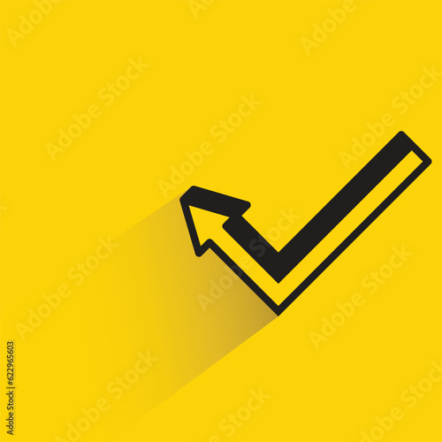turn up arrow with shadow on yellow background