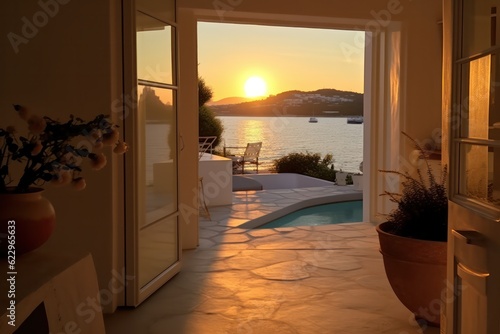 Perfect sunset on Mediterranean island with sea views and luxurious accommodation