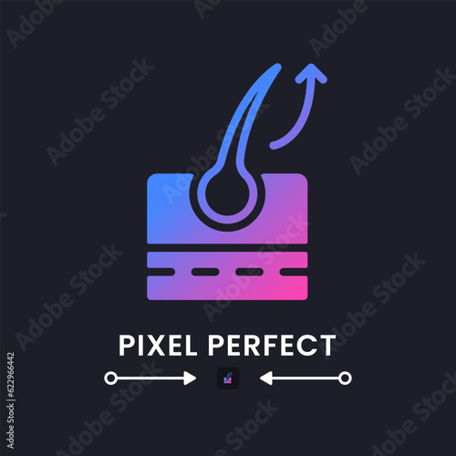 Goosebumps purple solid gradient desktop icon on black. Emotional arousal. Hair raising on skin. Nervous system. Pixel perfect, outline 4px. Glyph pictogram for dark mode. Isolated vector image
