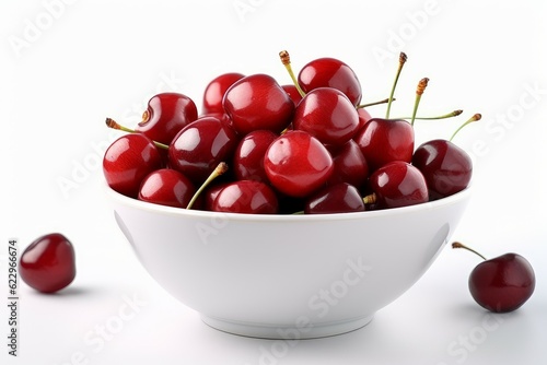 Cherries bowl fresh. Generate Ai