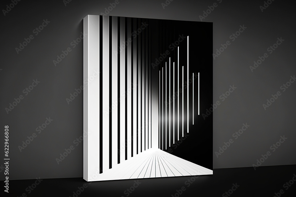 Fototapeta premium ai generated illustration Abstract modern empty black white interior background,