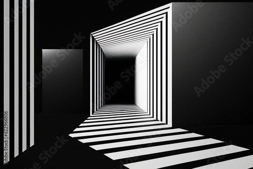 ai generated illustration Abstract modern empty black white interior background,