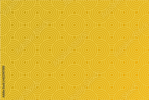 Beautiful chinese and japanese geometric seamless pattern on gold background. Golden asian rounded texture. 