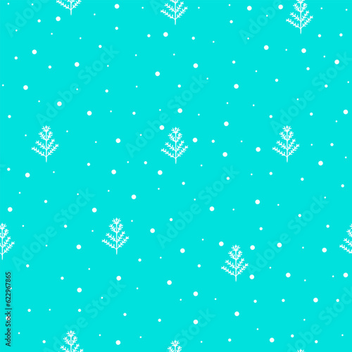 Winter forest scandinavian seamless pattern.Christmas tree and snow simple hand drawn illustration for holiday decor,home interior,packaging design,wrapping paper, New year decor