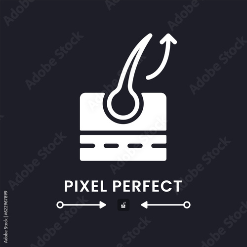 Goosebumps white solid desktop icon. Emotional arousal. Nervous system. Hair raising on skin. Pixel perfect, outline 4px. Silhouette symbol for dark mode. Glyph pictogram. Vector isolated image