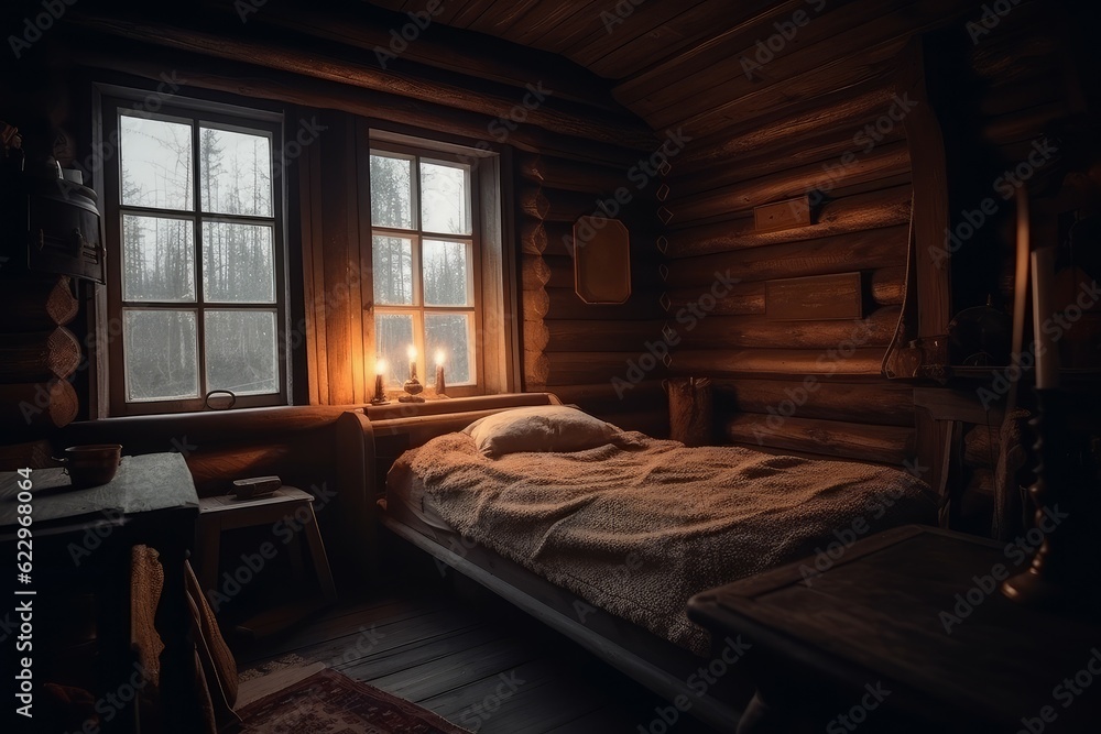 Cozy old wooden room. Generate Ai Cozy old wooden room. Generate Ai