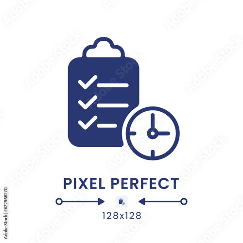 Time management black solid desktop icon. Team collaboration software. Optimizing teamwork. Pixel perfect 128x128, outline 4px. Silhouette symbol on white space. Glyph pictogram. Isolated vector image
