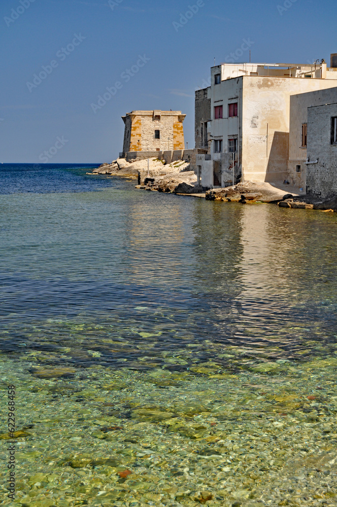 Trapani - Sicily - Italy - a Panorama Of the Torre De Ligny - With Blues Sea And Sky