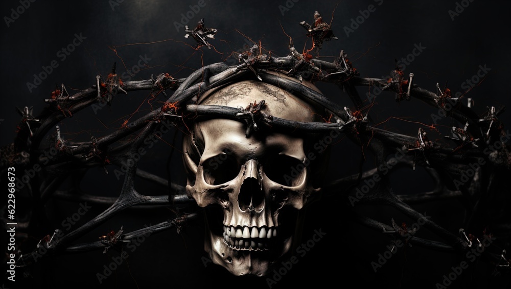 A skull with thorns. Great for horror, fantasy, macabre, dark fantasy, gothic and more. A skull with thorns. Great for horror, fantasy, macabre, dark fantasy, gothic and more.