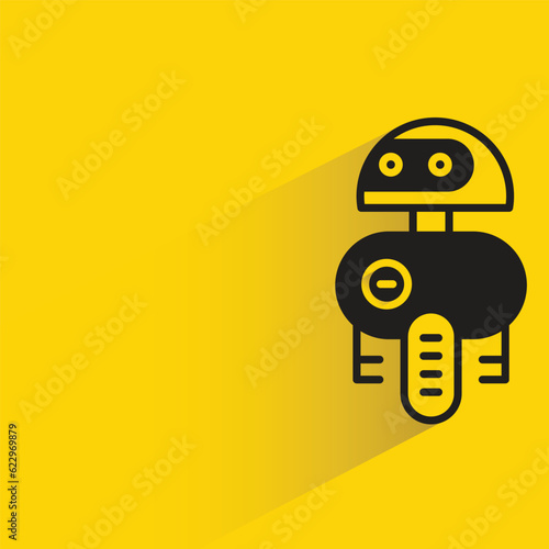 cute robot with shadow on yellow background