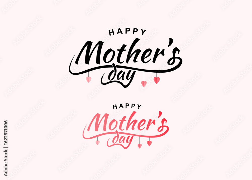 Happy Mother's Day typography, Calligraphy text vector design, with flower, love, greeting card, for mommy celebration card. Vector Illustration. 
