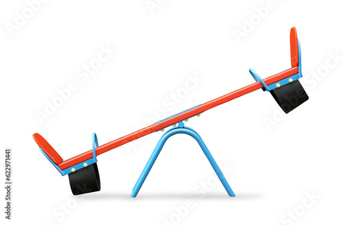 Bild auf Leinwand Colorful seesaw isolated on white. Modern playground equipment
