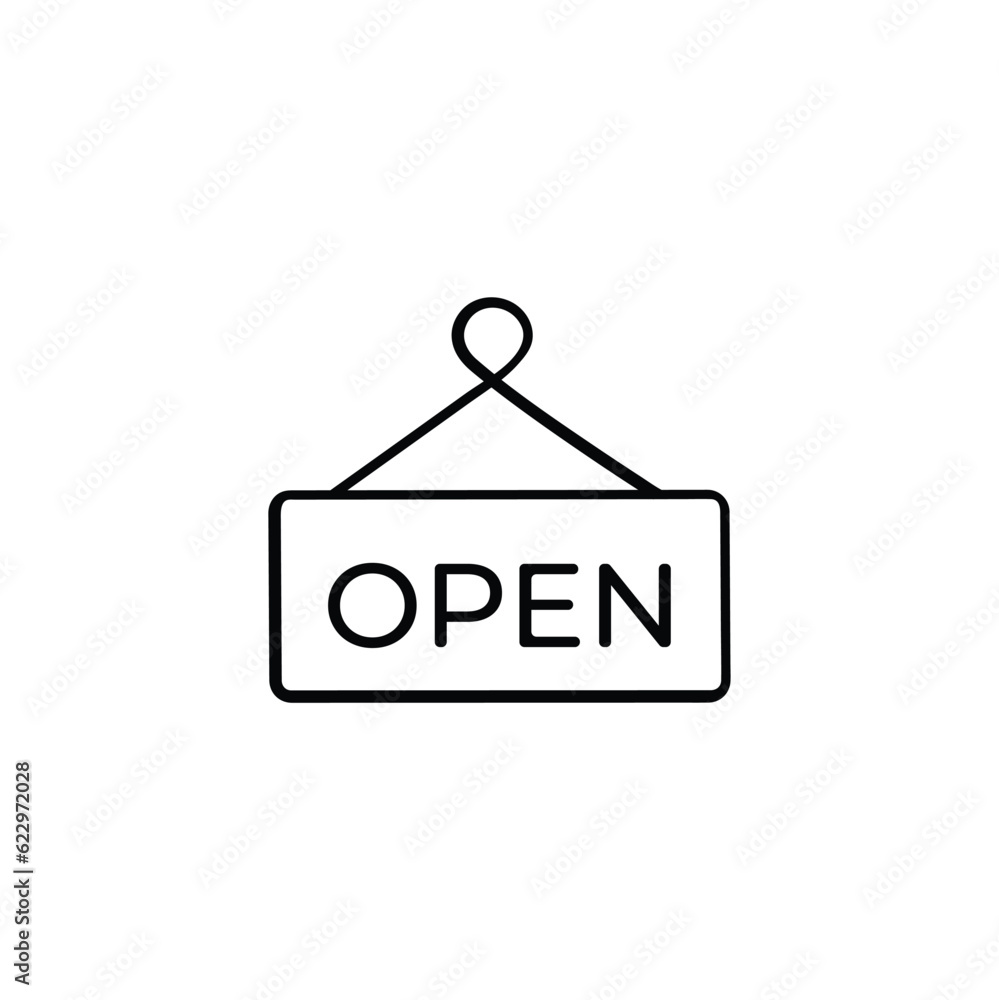 Open Sign Line Style Icon Design