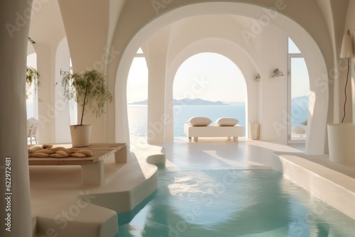 Luxurious modern villa in Santorini, complete with a pool and breathtaking sea views © aboutmomentsimages