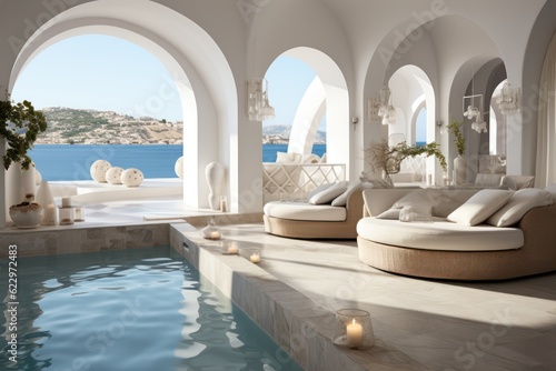 Luxurious modern villa in Santorini, complete with a pool and breathtaking sea views