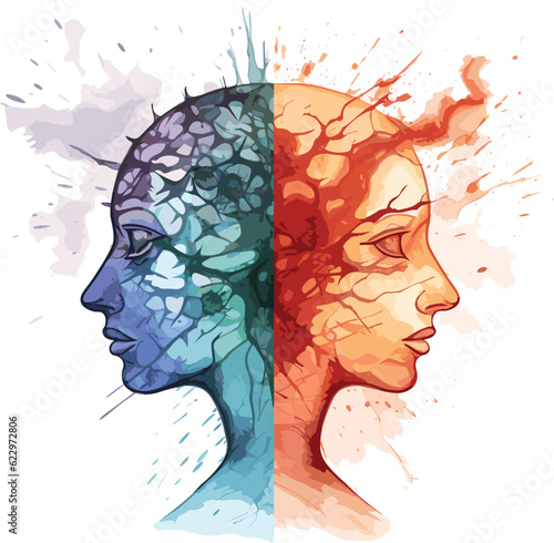 Vector Illustration of Complementary Bipolar Heads