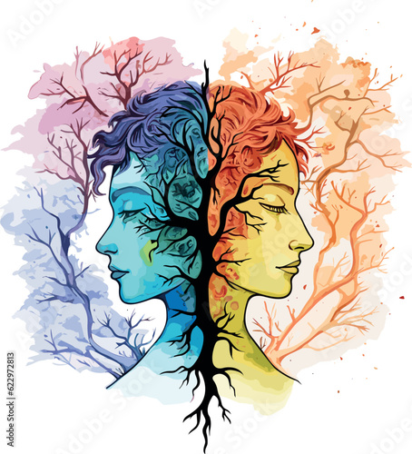 Vector Illustration of Complementary Bipolar Heads