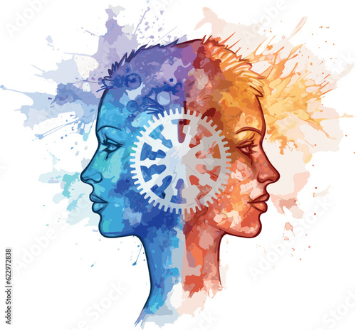 Vector Illustration of Complementary Bipolar Heads