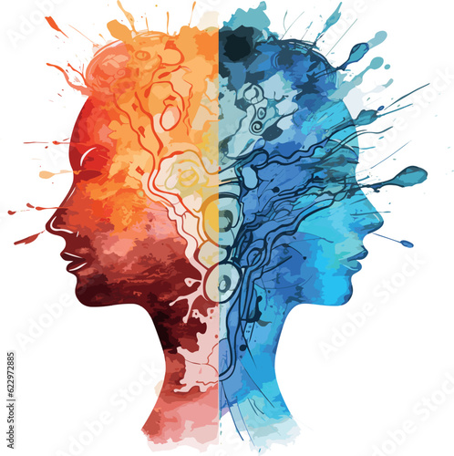 Vector Illustration of Complementary Bipolar Heads