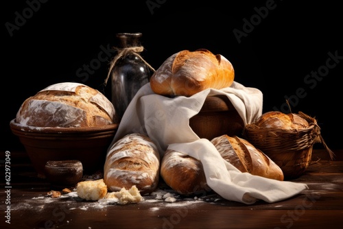  Bakery Rustic Crusty Loaves Of Bread, Generative AI