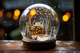 the small christmas snow globe on a table