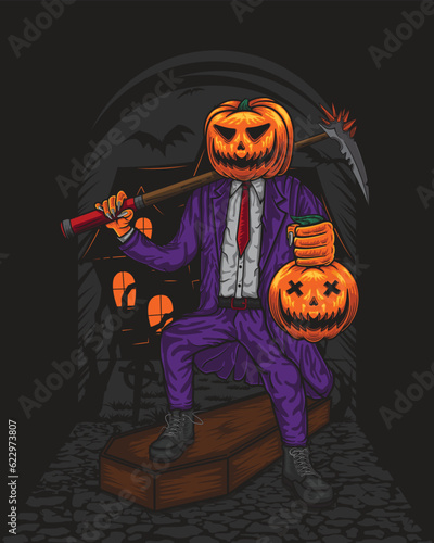 Halloween jack o lantern with pumpkin