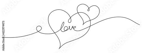 Wallpaper Mural Heart love vector continuous line art illustration. For Romantic couple or medical related heart care decoration background. Modern minimalist banner size hand drown calligraphy. Torontodigital.ca